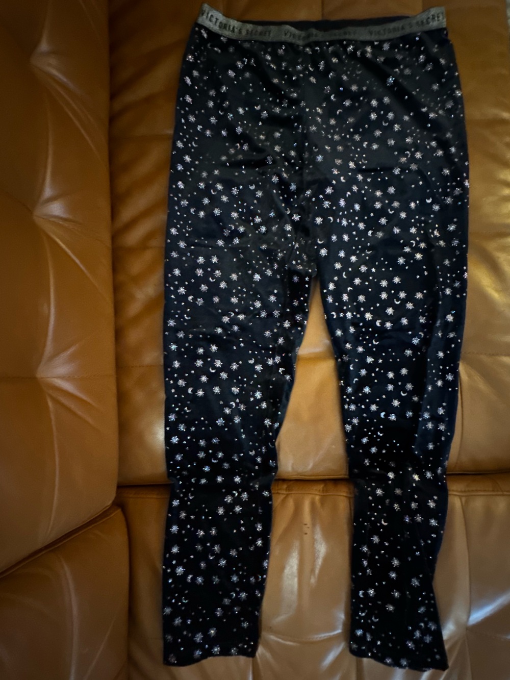 Victoria's Secret PINK Crushed Velvet Sparkly Stars & Moon Leggings